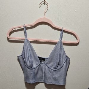 Blue Glittery Women's Crop Top